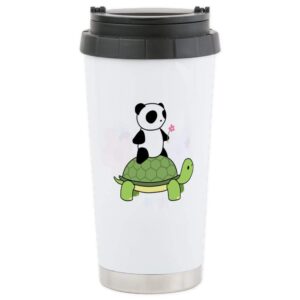 cafepress turtle and panda 1 stainless steel travel mug stainless steel travel mug, insulated 20 oz. coffee tumbler