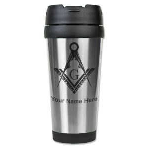 lasergram 16oz coffee travel mug, freemason symbol, personalized engraving included (stainless)