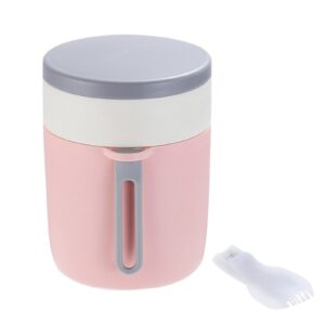 food flask, food container for hot cold food, food flask for hot food stainless steel food jar with folding spoon(pink-580ml)