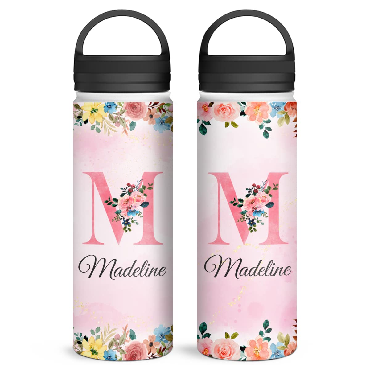 winorax Personalized Water Bottle Monogram Stainless Steel Insulated Water Bottles 32oz 18oz 12oz Customized Bottle For Women Girls Kids Teen Custom School Sports Items Gift