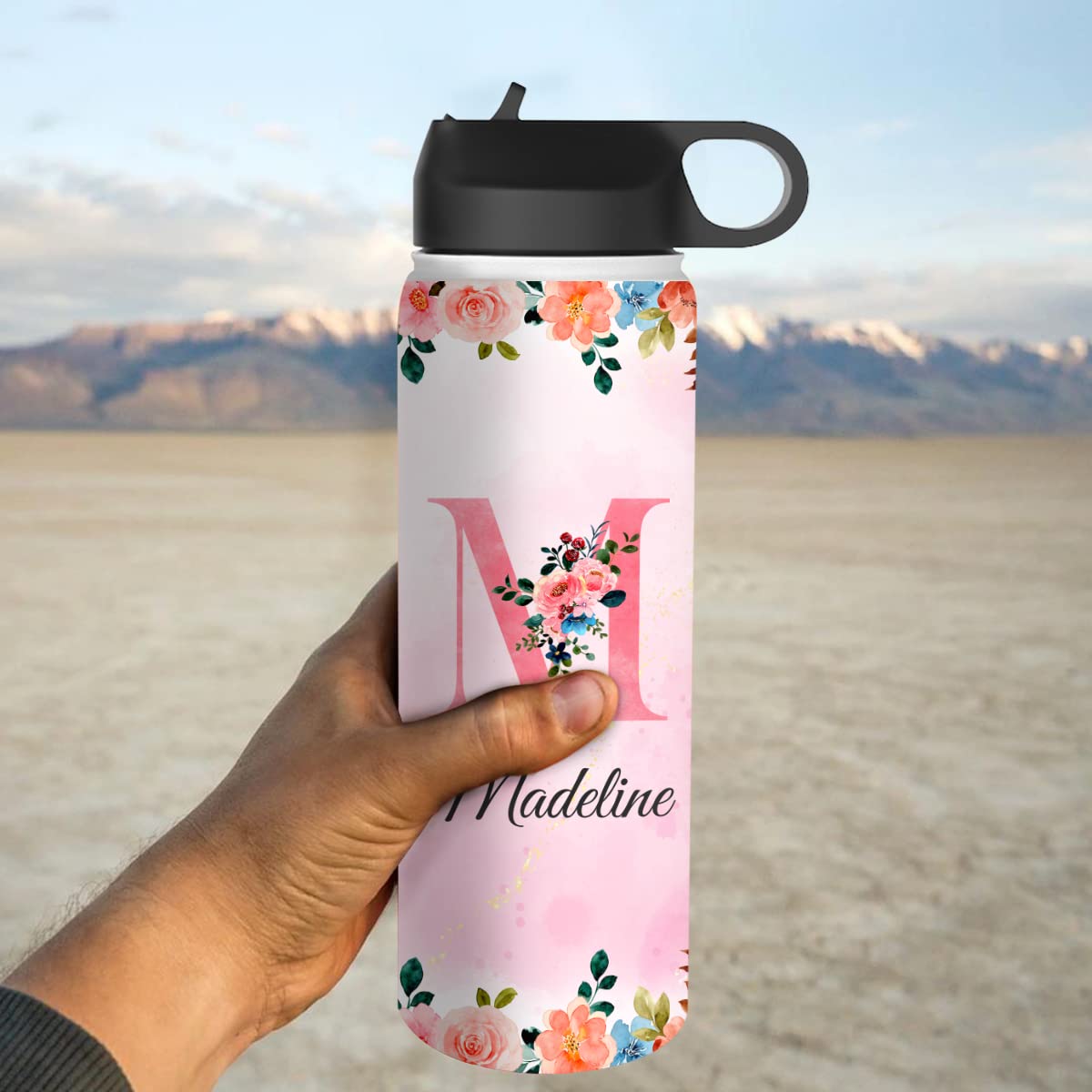 winorax Personalized Water Bottle Monogram Stainless Steel Insulated Water Bottles 32oz 18oz 12oz Customized Bottle For Women Girls Kids Teen Custom School Sports Items Gift