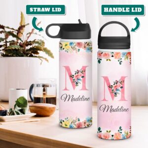 winorax Personalized Water Bottle Monogram Stainless Steel Insulated Water Bottles 32oz 18oz 12oz Customized Bottle For Women Girls Kids Teen Custom School Sports Items Gift