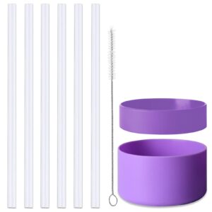 6 pcs replacement straws & protective flex bottle boot compatible with hydro flask water bottles 12oz to 24oz