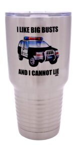 rogue river tactical funny police officer large 30oz travel tumbler mug cup w/lid i like big busts thin blue line pd gift