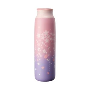 wygoakg 470ml sakura portable thermos travel coffee mug insulated cup 304 stainless steel vacuum flask water bottles for girls