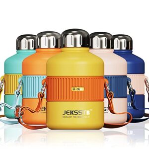 jeksstb stainless steel insulated water bottle - 13 oz sports water bottle for kids and adults - double walled vacuum sealed thermal bottle for hot and cold drinks - perfect for outdoor activities