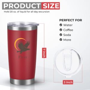 Flyer 20-Ounce Tumbler, Stainless Steel Vacuum Insulated Water and Coffee Tumbler Cup, Double Wall Powder Coated Spill-Proof Travel Mug Thermal Cup for Home and Outdoor (Red)