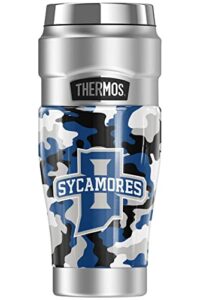 thermos indiana state university official camo stainless king stainless steel travel tumbler, vacuum insulated & double wall, 16oz