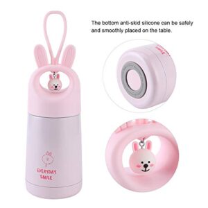 Emoshayoga Cute Cartoon Vacuum Flask Stainless Steel Insulation Vacuum Bottle BPA-Free Portable Water Bottle with Pendant for Students(Pink Rabbit)