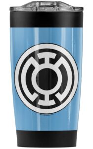 green lantern blue lantern logo stainless steel tumbler 20 oz coffee travel mug/cup, vacuum insulated & double wall with leakproof sliding lid | great for hot drinks and cold beverages