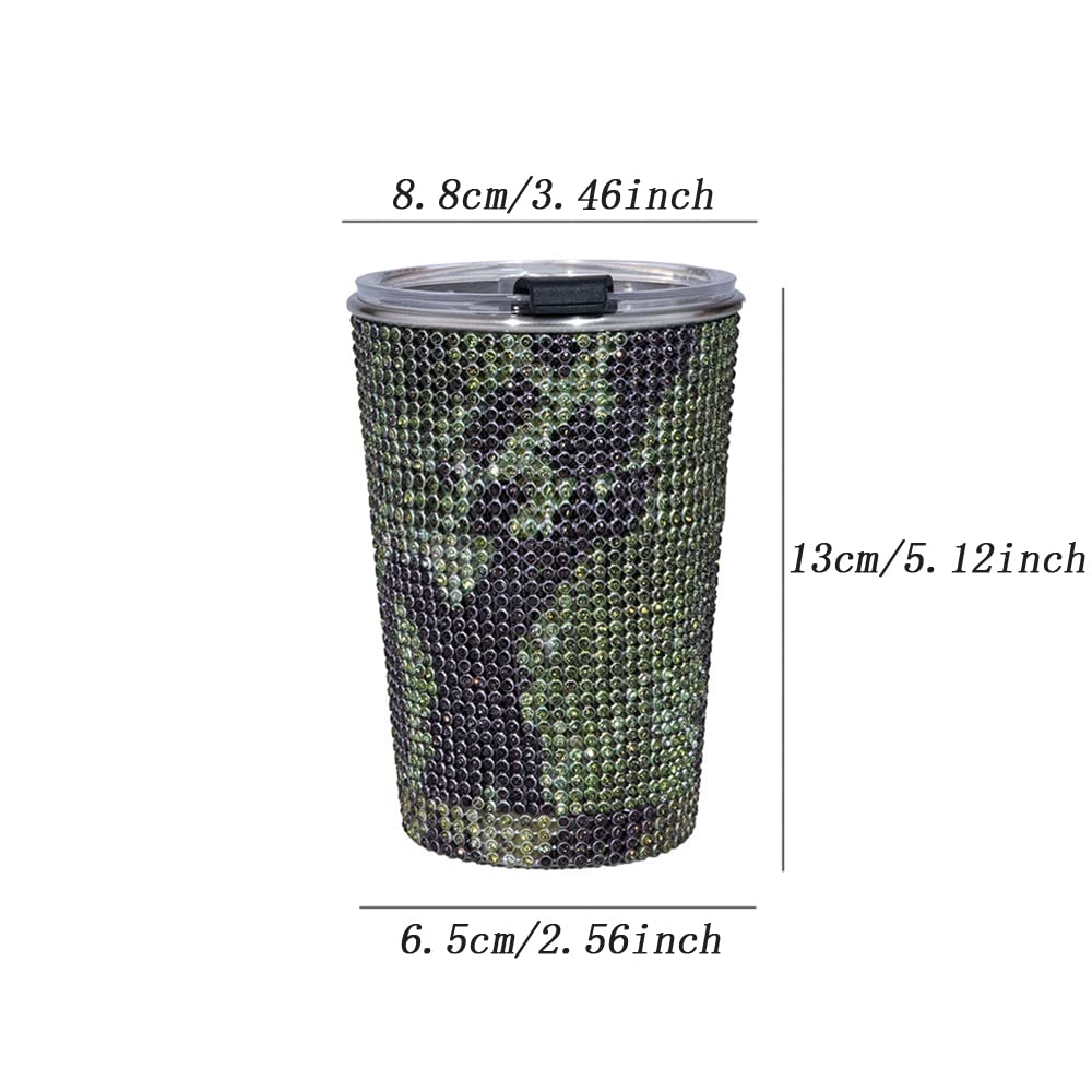 MYHOBBY 500ML Bling Rhinestone Tumbler Cup with Lid and Straw,Stainless Steel Thermal Bottle Vacuum Insulated Cup for Women,Snake Pattern