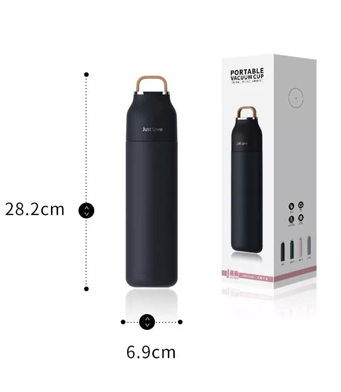 Stainless Steel Vacuum Insulated Water Bottle With Handle Lid - 500ml - Modern, Minimalist And Sleek Design (Green)