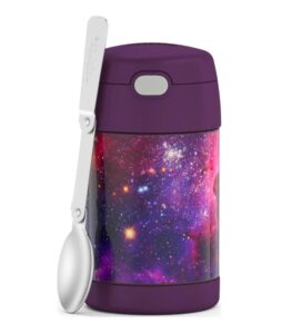 thermos 16oz/470ml stainless steel vacuum insulated food jar with spoon, galaxy purple