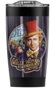 logovision willy wonka contestants stainless steel tumbler 20 oz coffee travel mug/cup, vacuum insulated & double wall with leakproof sliding lid | great for hot drinks and cold beverages