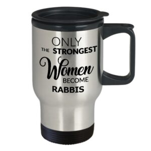 HollyWood & Twine Rabbi Gifts for Her - Only The Strongest Women Become Rabbis Stainless Steel Insulated Travel Mug with Lid Coffee Cup