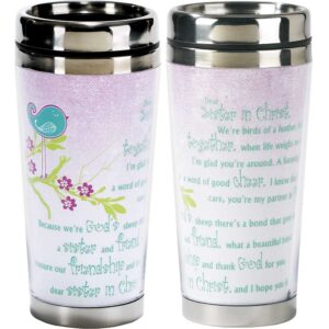 dicksons dear sister in christ 16 oz. stainless steel insulated travel mug with lid