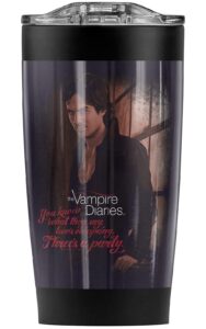 logovision vampire diaries threes a party stainless steel tumbler 20 oz coffee travel mug/cup, vacuum insulated & double wall with leakproof sliding lid | great for hot drinks and cold beverages