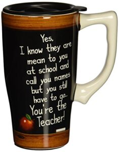 spoontiques teacher travel mug, black