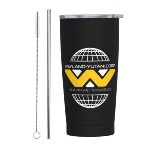 ghbc weyland yutani corp stainless steel mug 20 oz with straw and brush straight sippy cup travel mug for home office travel party