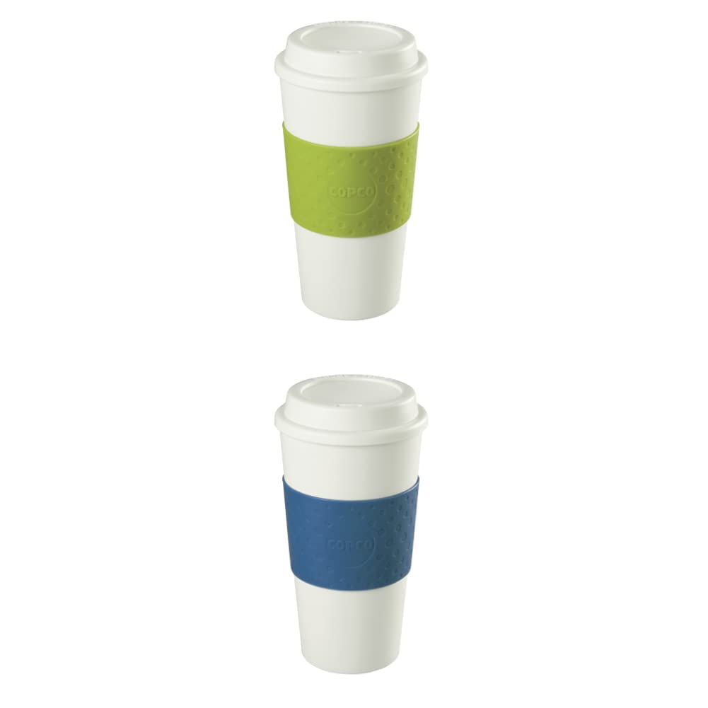 Copco, Green Acadia Travel Mug, 16-Ounce, 1 Count (Pack of 1) 2510-9966 Acadia Double Wall Insulated Travel Mug with Non-Slip Sleeve, 16-Ounce, Blue