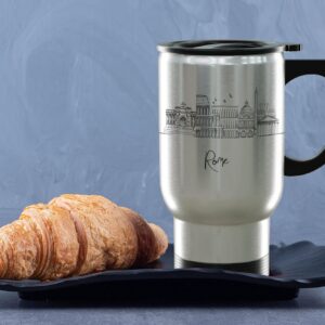 Rome Italy Gifts and Souvenirs - Travel Mug with Handle and Lid - Rome Graduation Unique Drinkware - 14oz Travel Mug Steel - Best Europe Long Distance Gifts & Homesick Student Gifts