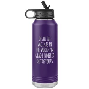 mother's day water bottle of all the vaginas in the world i'm glad i tumbled out of yours insulated 32oz bpa free