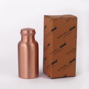 BUYERWELL 100% Pure Copper Water Bottle 17 Oz Copper Bottle Water with Lid – Ayurvedic Copper Water Bottle – Copper Water Vessel - Drink More Water Bottle – Small -Leak Proof - Seamless Matt Finish