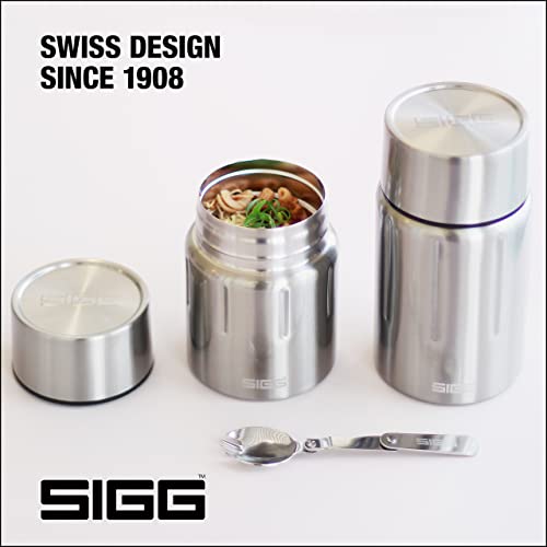 SIGG - Insulated Food Container - Silver Food Jar Brush Selenite - Integrated Cutlery - Hot & Cold, BPA Free - Stainless Steel - 25 Oz