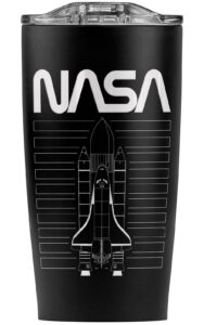 logovision nasa space shuttle stripes stainless steel tumbler 20 oz coffee travel mug/cup, vacuum insulated & double wall with leakproof sliding lid | great for hot drinks and cold beverages