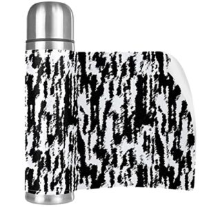 stainless steel leather vacuum insulated mug zebra thermos water bottle for hot and cold drinks kids adults 16 oz