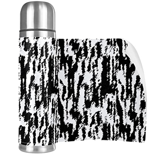 Stainless Steel Leather Vacuum Insulated Mug Zebra Thermos Water Bottle for Hot and Cold Drinks Kids Adults 16 Oz