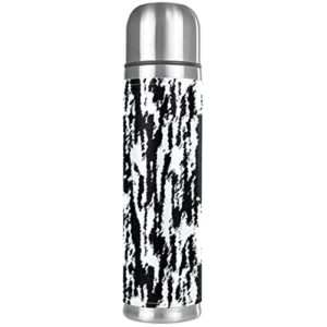 Stainless Steel Leather Vacuum Insulated Mug Zebra Thermos Water Bottle for Hot and Cold Drinks Kids Adults 16 Oz