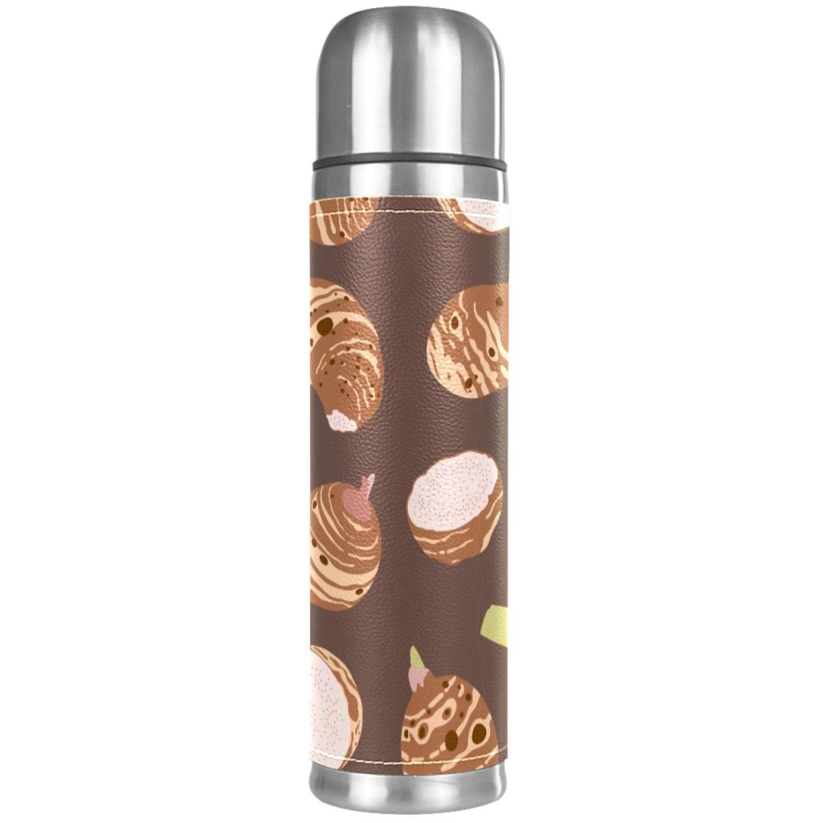 Stainless Steel Leather Vacuum Insulated Mug Taro Thermos Water Bottle for Hot and Cold Drinks Kids Adults 16 Oz