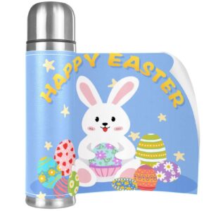 stainless steel leather vacuum insulated mug easter thermos water bottle for hot and cold drinks kids adults 16 oz