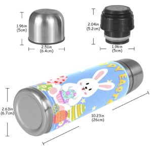 Stainless Steel Leather Vacuum Insulated Mug Easter Thermos Water Bottle for Hot and Cold Drinks Kids Adults 16 Oz