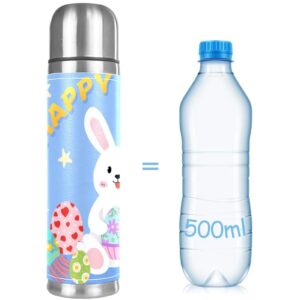 Stainless Steel Leather Vacuum Insulated Mug Easter Thermos Water Bottle for Hot and Cold Drinks Kids Adults 16 Oz