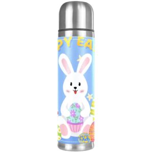 Stainless Steel Leather Vacuum Insulated Mug Easter Thermos Water Bottle for Hot and Cold Drinks Kids Adults 16 Oz