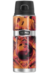 magic the gathering red mana stylized thermos stainless king stainless steel drink bottle, vacuum insulated & double wall, 24oz