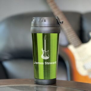 LaserGram 16oz Coffee Travel Mug, Swan, Personalized Engraving Included (Green)