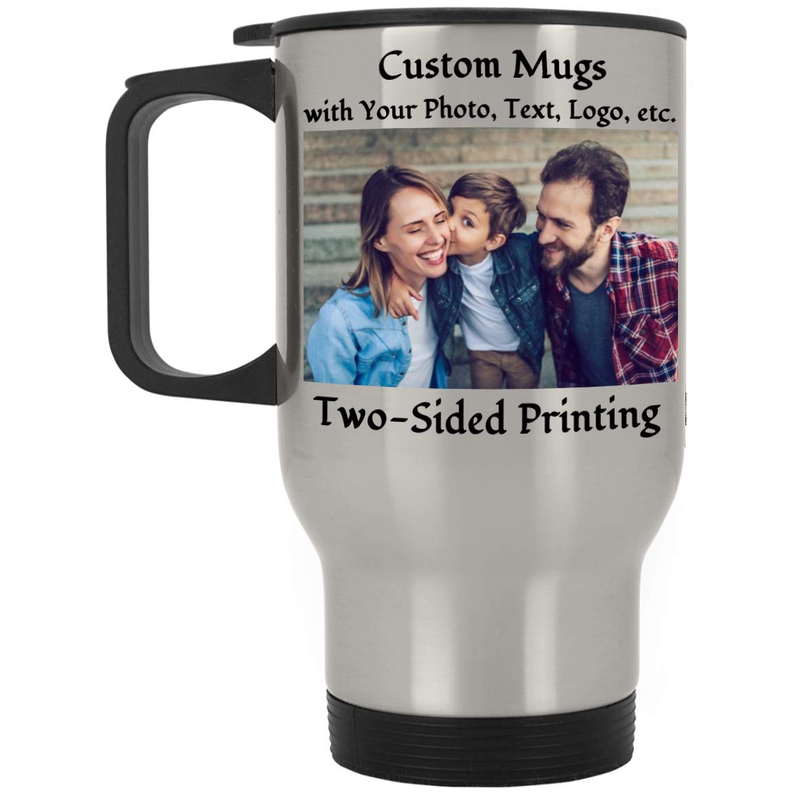 Personalized Travel Mugs Custom Travel Tumbler with Photo Picture Logo Text 14 OZ Photo Coffee Mug Tea Cup for Mom Dad Family Friends Gift for Birthday Anniversary Mother's Day Holiday