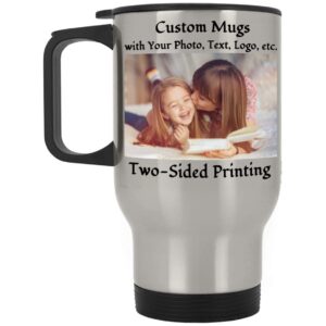 Personalized Travel Mugs Custom Travel Tumbler with Photo Picture Logo Text 14 OZ Photo Coffee Mug Tea Cup for Mom Dad Family Friends Gift for Birthday Anniversary Mother's Day Holiday