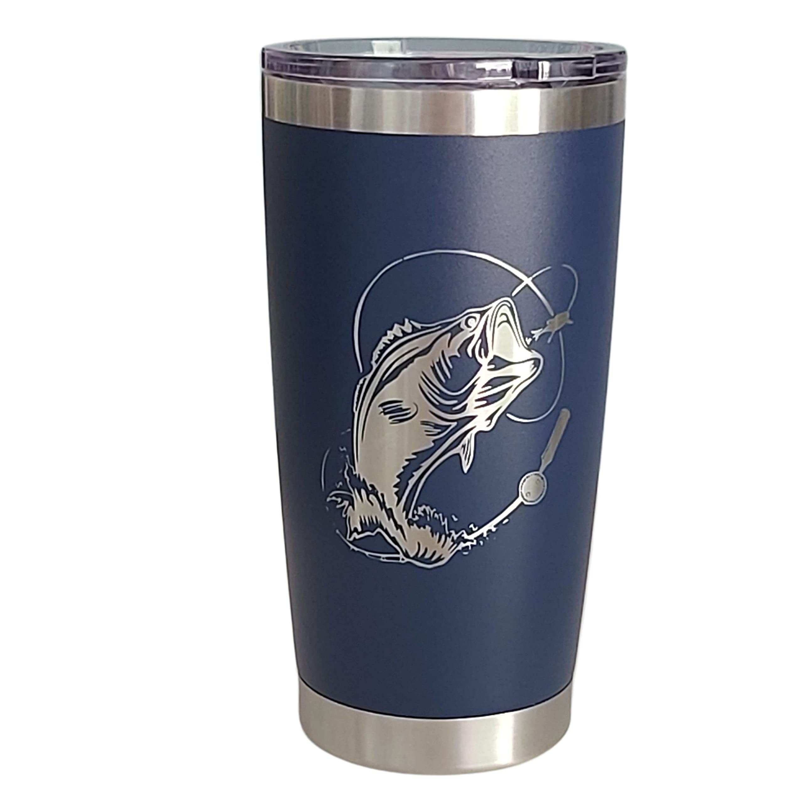 Bass Fishing Travel Mug for Men, Fathers Day Gifts for Men, Coffee Stainless Steel 20oz, Stainless Steel Tumbler with Lid