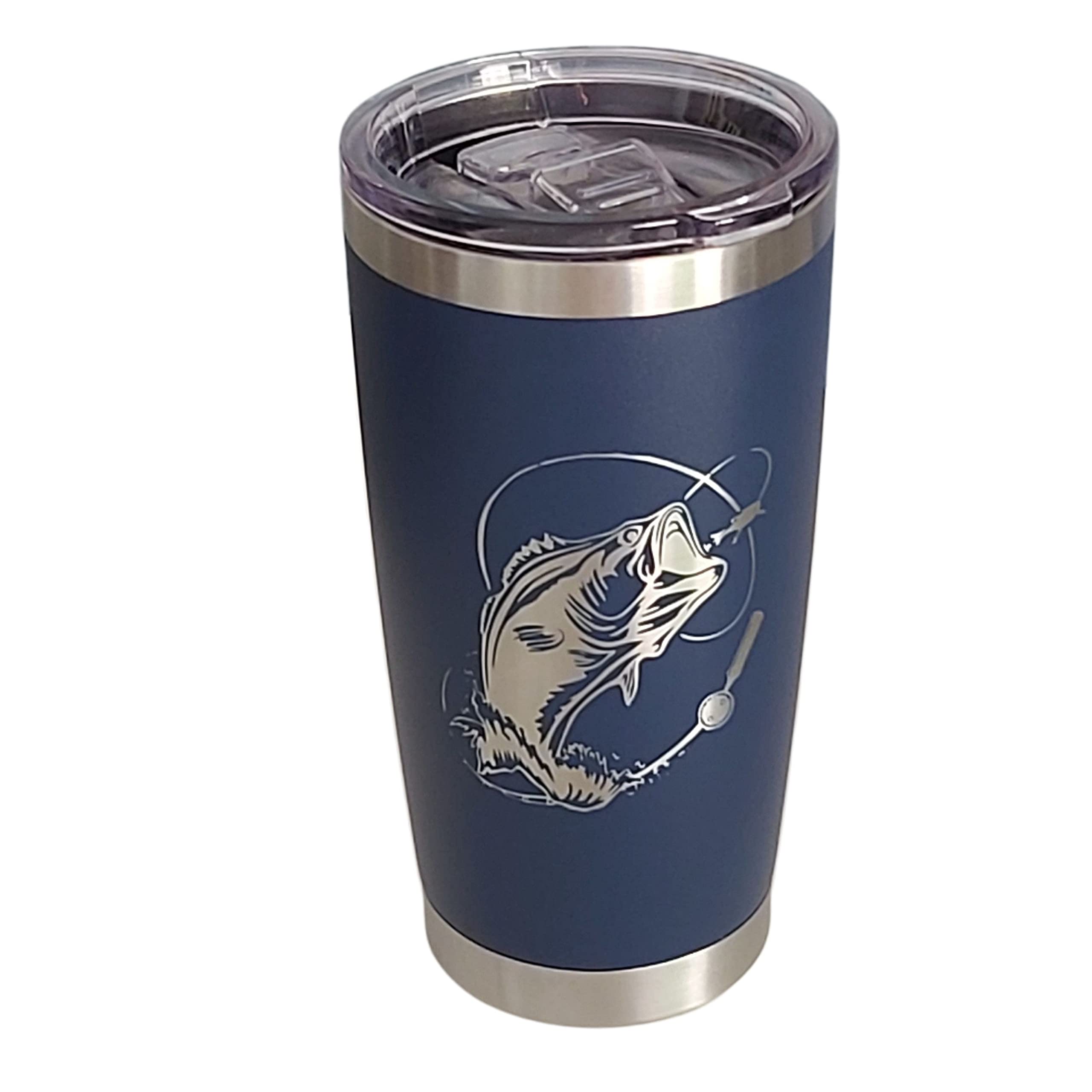 Bass Fishing Travel Mug for Men, Fathers Day Gifts for Men, Coffee Stainless Steel 20oz, Stainless Steel Tumbler with Lid