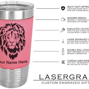 LaserGram 20oz Vacuum Insulated Tumbler Mug, Giraffe, Personalized Engraving Included (Faux Leather, Pink)