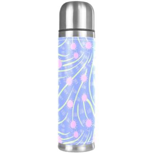 stainless steel leather vacuum insulated mug printing thermos water bottle for hot and cold drinks kids adults 16 oz