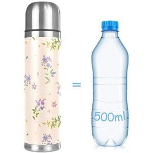 Stainless Steel Leather Vacuum Insulated Mug Flower Thermos Water Bottle for Hot and Cold Drinks Kids Adults 16 Oz