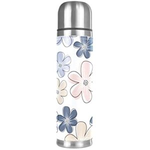 stainless steel leather vacuum insulated mug flower thermos water bottle for hot and cold drinks kids adults 16 oz