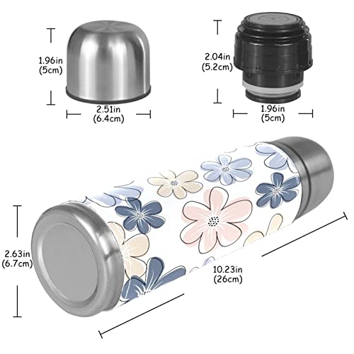 Stainless Steel Leather Vacuum Insulated Mug Flower Thermos Water Bottle for Hot and Cold Drinks Kids Adults 16 Oz