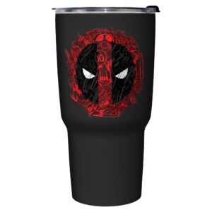 marvel deadpool icons 27 oz stainless steel insulated travel mug, 27 ounce, multicolored