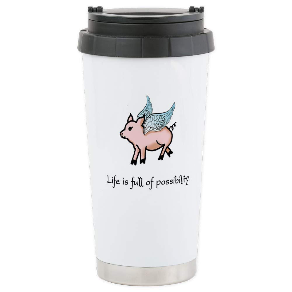 CafePress Flying Pig Stainless Steel Travel Mug Stainless Steel Travel Mug, Insulated 20 oz. Coffee Tumbler